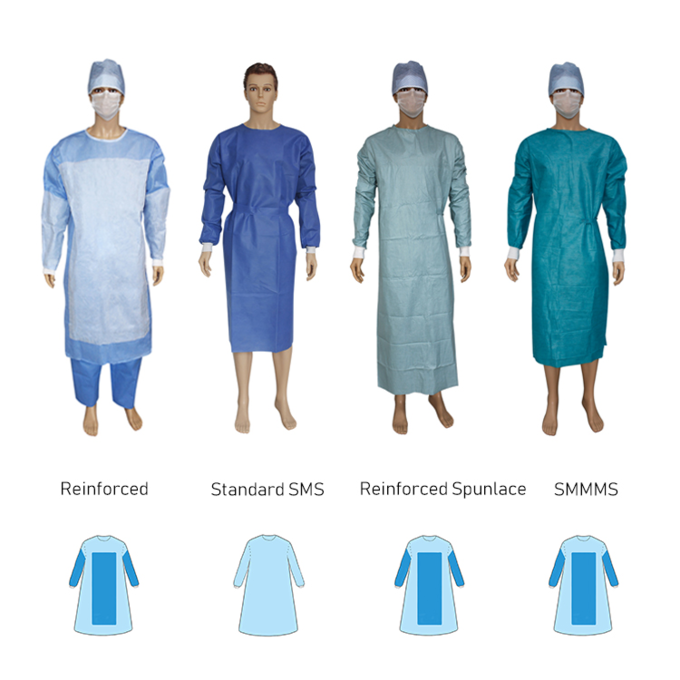 良質SMMSの手術衣の非編まれた使い捨て可能な外科ガウン、医学SMSの手術衣0