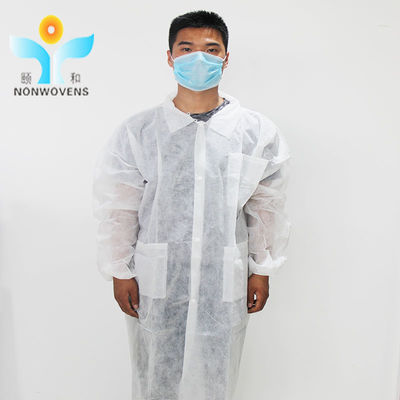 25-40gsm Microporous Disposable Lab Coat , Knit Cuff Disposable Laboratory Gown